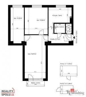 3 izbový byt, 63 m2 s balkónom, 2 pivnice, Vrbové - 16