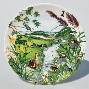 nádherné veľké porcelánové taniere s prírodnou panorámou - 16