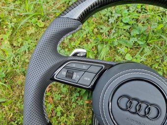 AUDI VOLANT KARBONOVY ZKOSENY s airbagom a RS padlami - 16