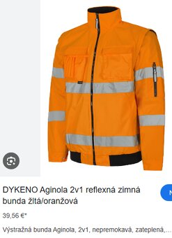 Pracovná reflexná oteplená bunda v. L-XL nová /+ 2tričká zad - 16