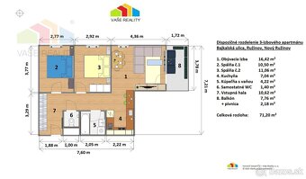 Krásny 3-izbový byt s balkónom, 71 m², Bajkalská ul., Nový R - 16