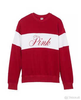 Victoria’s Secret PINK bordovo biela mikina S - 16