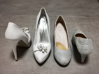 Biele a strieborné lodičky + kabelka - 16