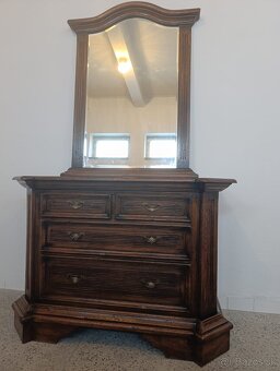Starožitná komoda + zrcadlo, nábytek z masívu - 16