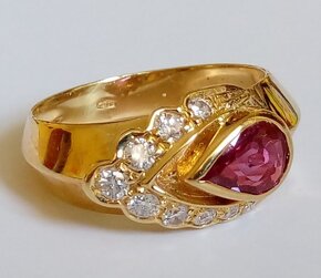 Predám diamantový prsten s rubinom - 16
