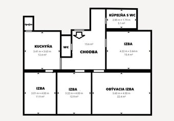 100 m² Nadštandardná výmera 4-izbového bytu v Dubnici nad V - 16