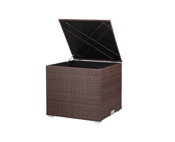Záhradný ratanový úložný box 75x75x70cm čierny, sivý a hnedý - 16