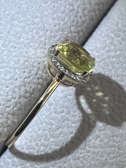 Zlatý Prsteň diamanty a Peridot - 16