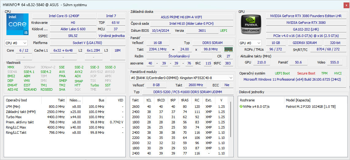 Nový PC Intel i5 12400F 16G 1TB SSD RTX 3080 10G WIFI BT WIN - 17