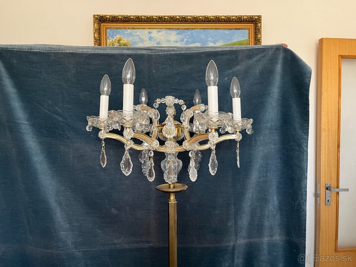 Stojaca lampa - mosadz, krištáľ - 17