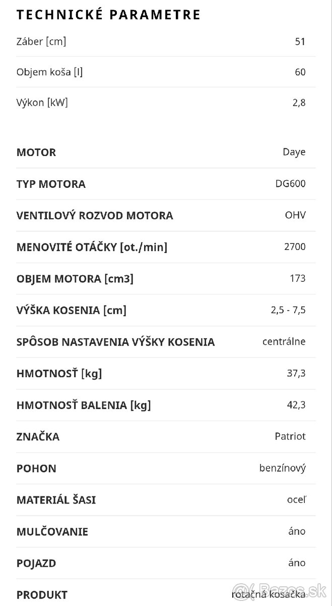Benzínová kosačka Patriot LM 51 SP - 17