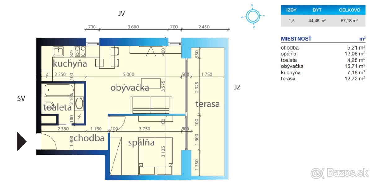 2 izb. luxusný byt na prenájom, Žižková, KE - 17