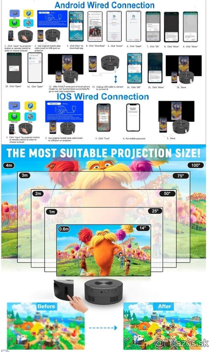 LED projektor FHD s pripojením aj cez Power bank- novy - 17