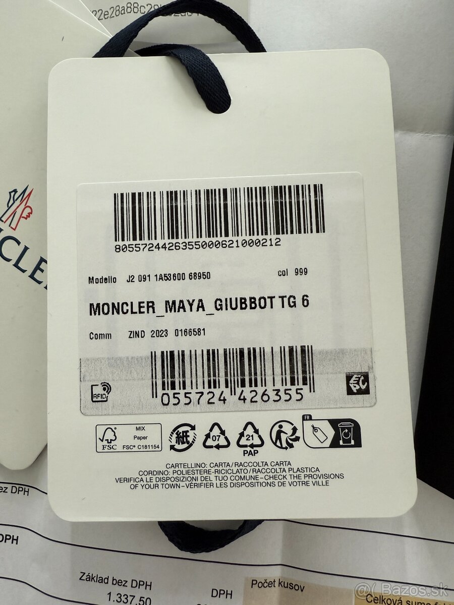 PREDÁM takmer novú zimnú bundu Moncler Maya Giubbot TG 6 - 17