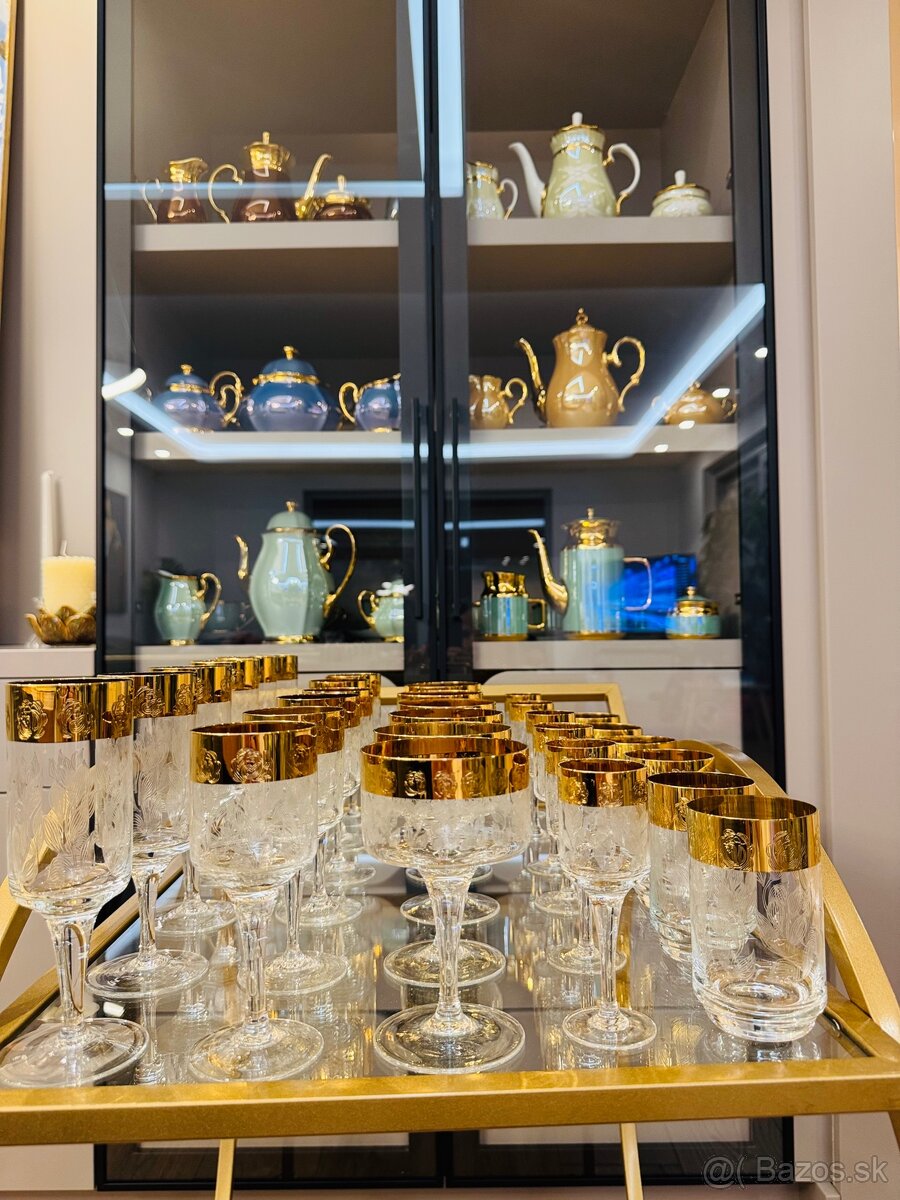 Sada pohárov z krištálového skla LR Czechoslovakia,posielam - 17