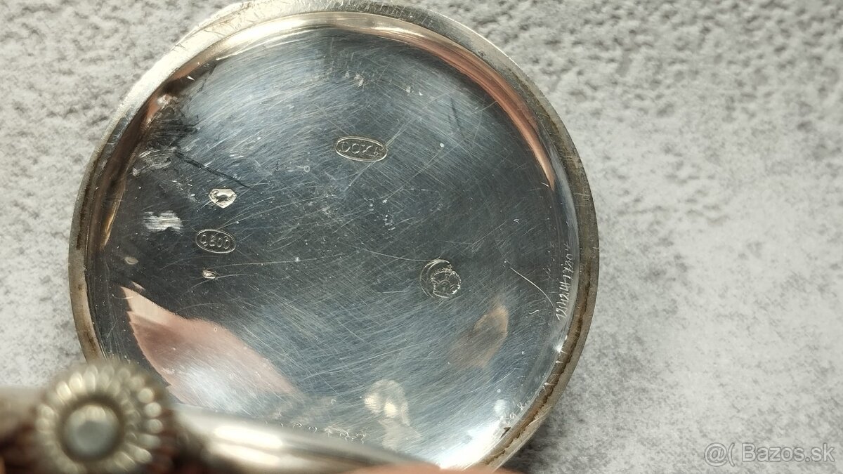 Starožitné pánské švýcarské kapesní STŘÍBRNÉ hodinky DOXA - 17