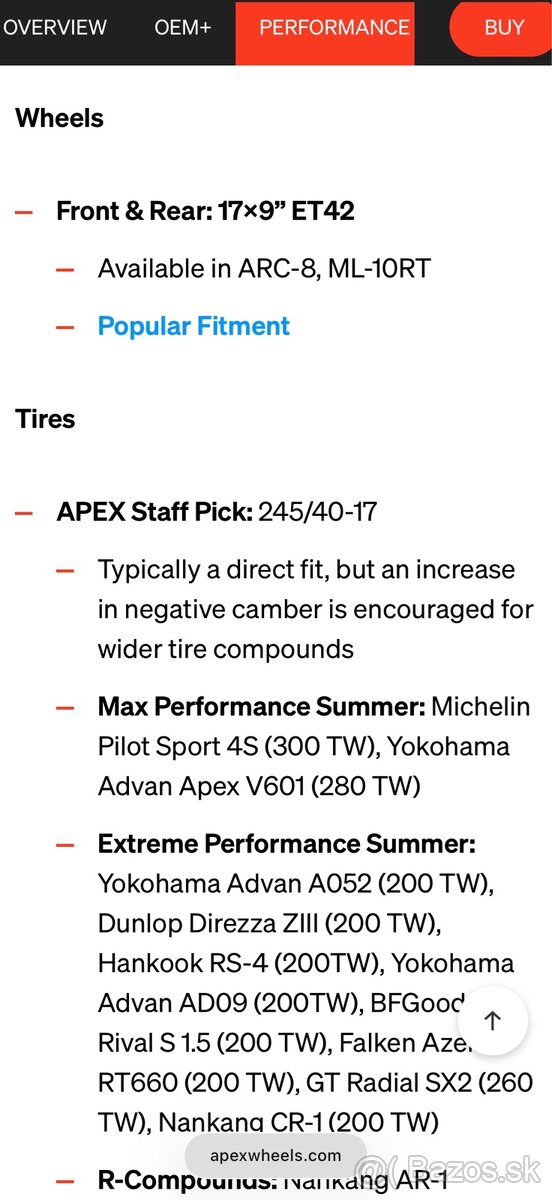 APEX ARC8 GR/GT86 5x100 R17 - 17