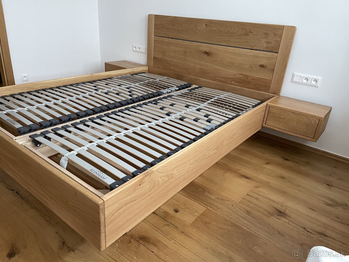 Dubová posteľ s úložným priestorom - levitujúci dizajn - 17