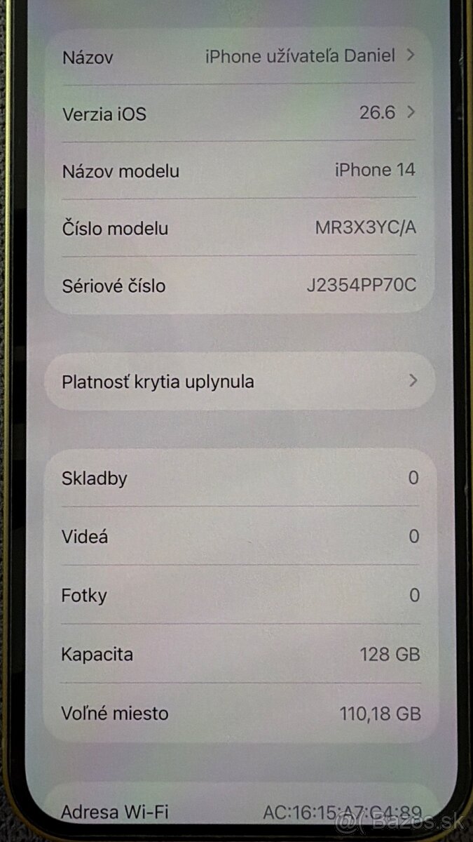 Predám iPhone 14 - Yelow - 128Gb - 17
