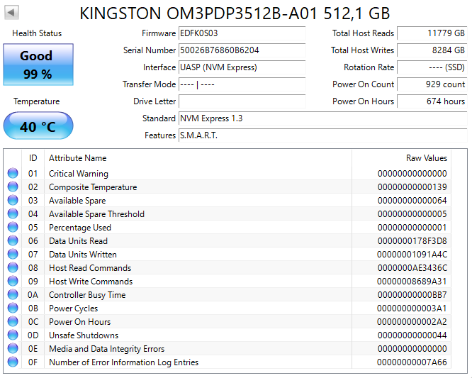 M.2 NVMe SSD ADATA / Kingston / Patriot / Samsung 512GB - 17