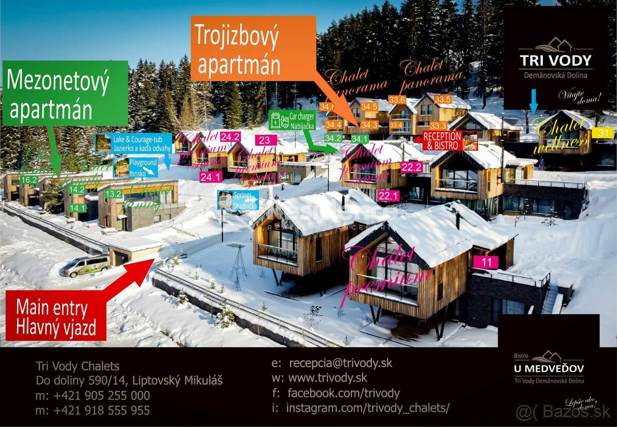 Na predaj posledný voľný 3-izbový apartmán v rezorte Tri V - 17