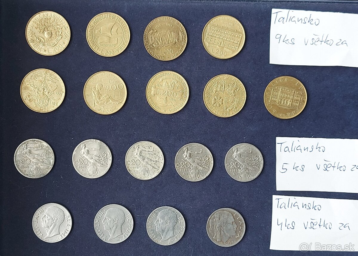 Zbierka mincí - Tunisko, Taliansko, Kanada, striebro ostrovy - 17