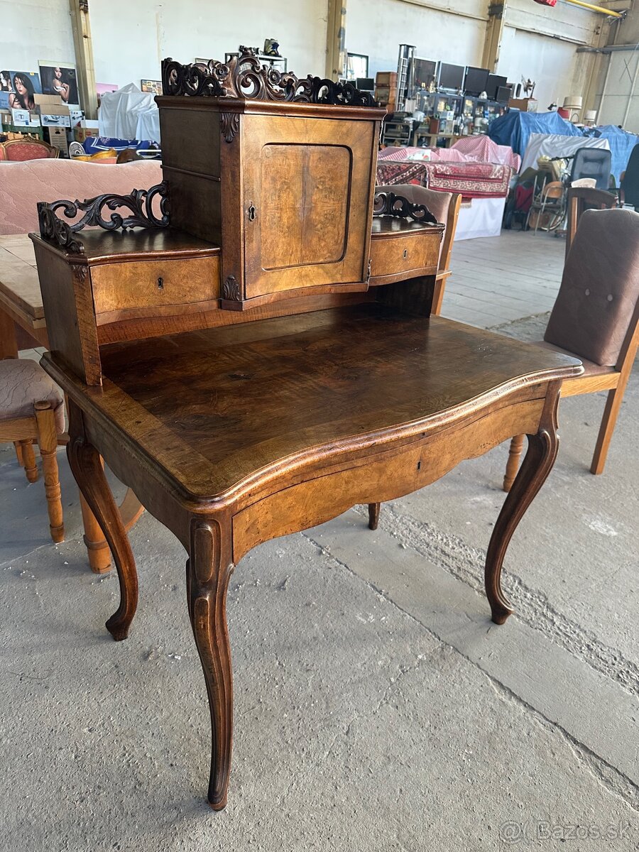starožitný písaci stolík s nadstavbou - 17