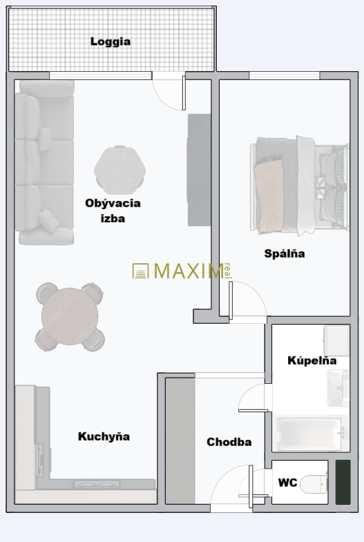 Ponúkame na predaj priestranný 2-izbový byt na Martinčekovej - 17