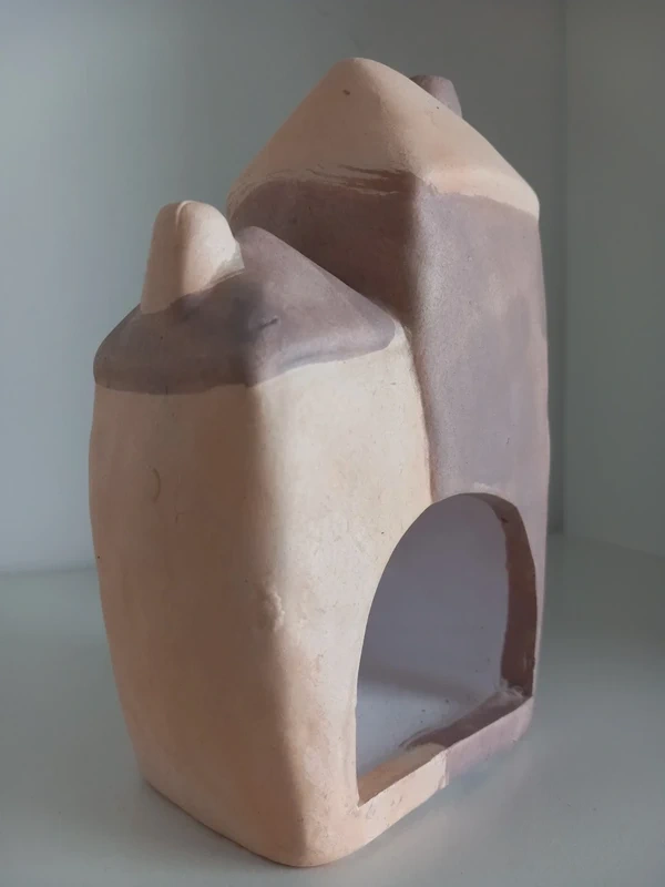 Sada 3ks ručne robené keramické domčeky na sviečku - 17