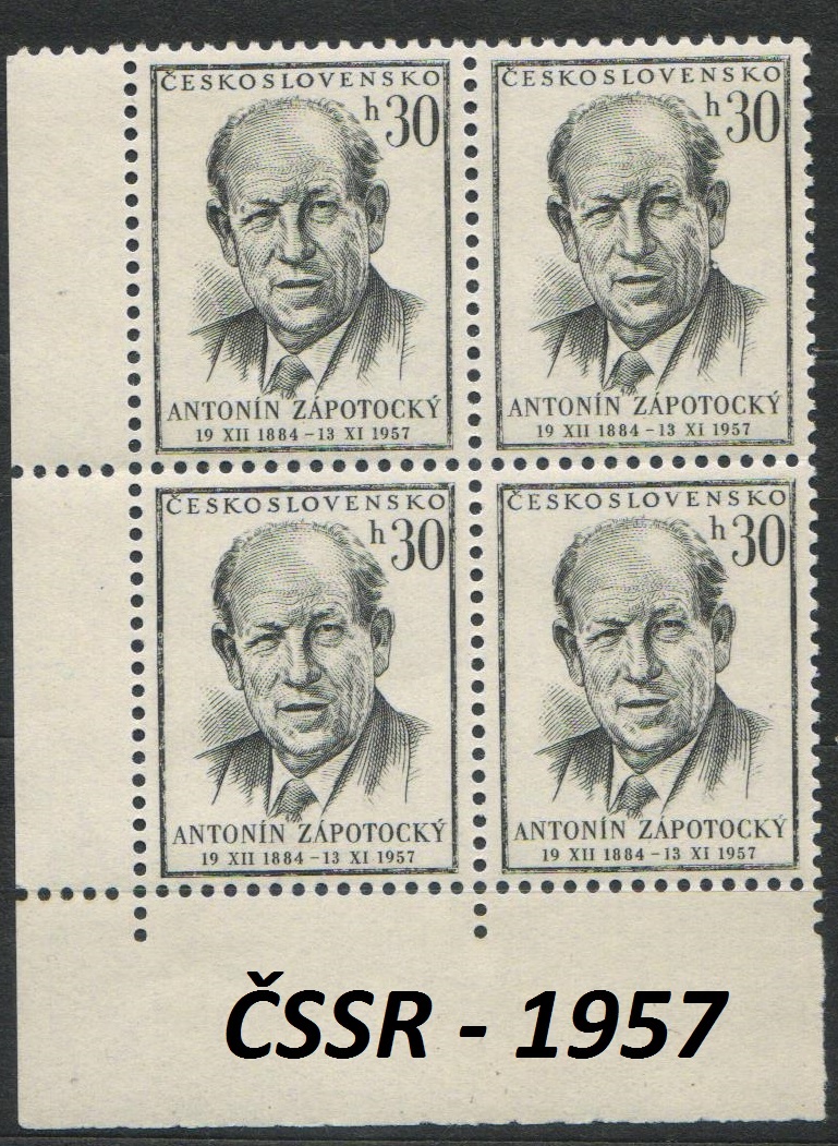 Poštové známky, filatelia: ČSSR 1945-58, čisté štvorbloky - 17