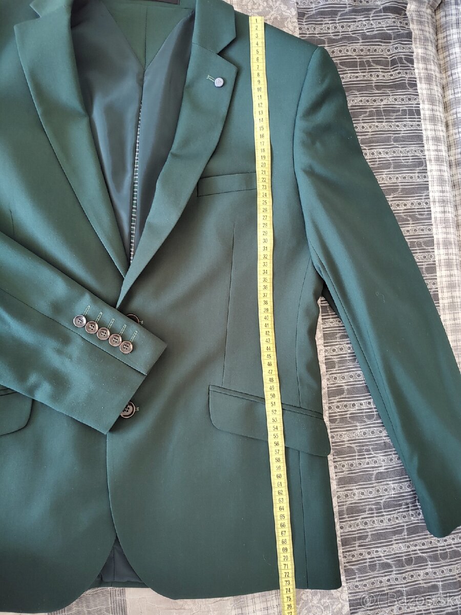 Pánsky tmavozelený oblek svadobný - 17