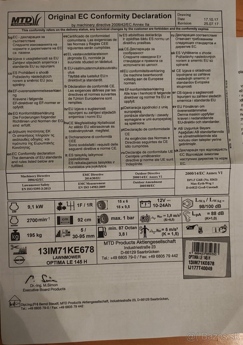 Traktorová kosačka MTD LE 145 H 2018 - 17