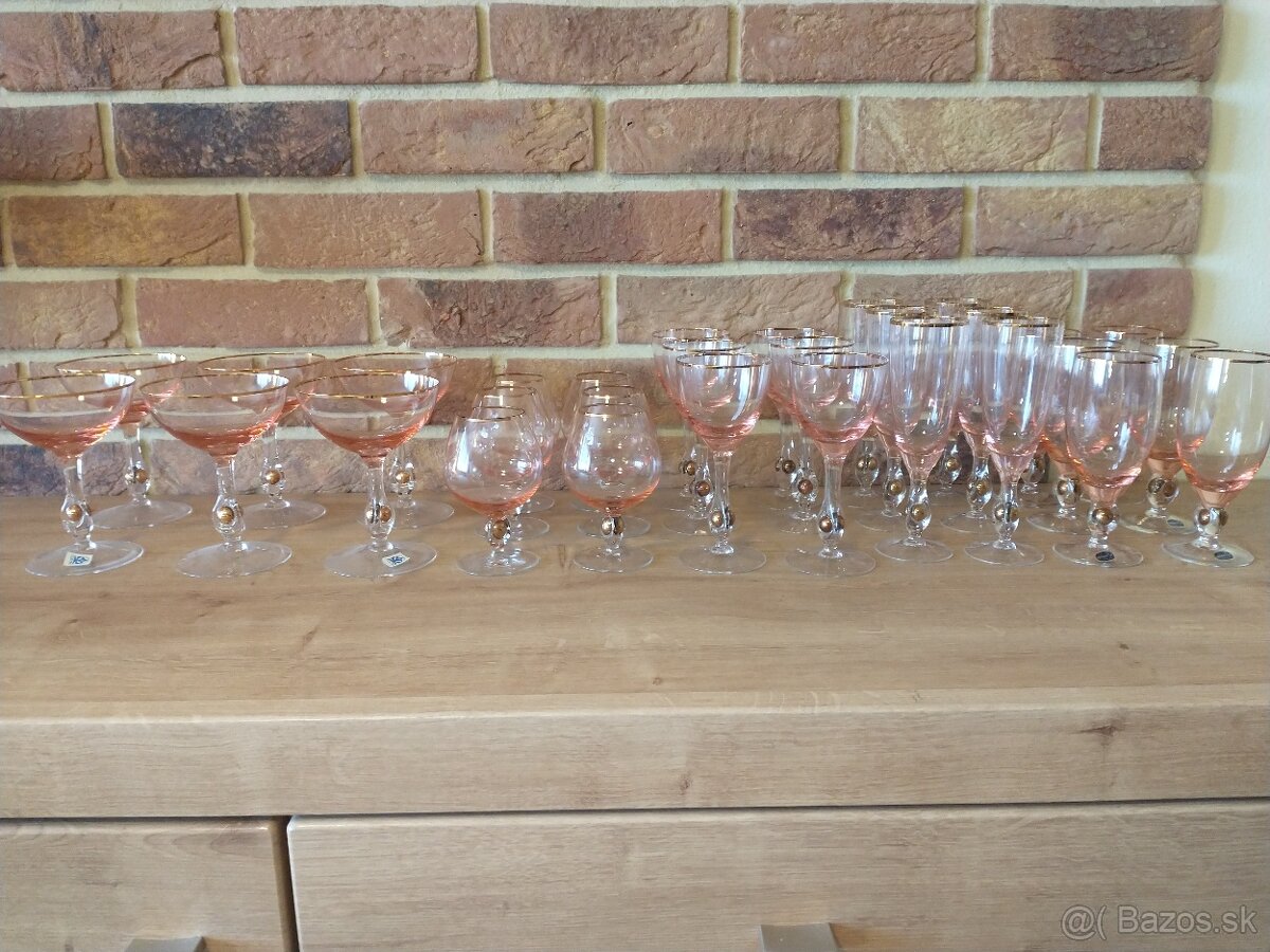 borské sklo, hutné sklo, zlatá zuzana ružová - 17