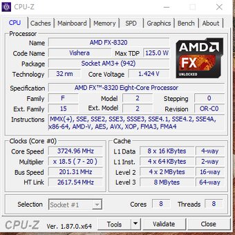 Gigabyte GA-990FXA-UD3 + FX-8320 + Mugen 3 + 16 GB HyperX - 17