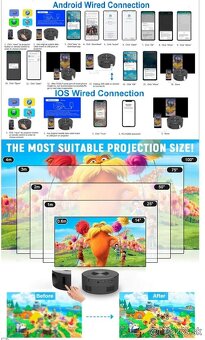 LED projektor  FHD s pripojením aj cez Power bank- novy - 17