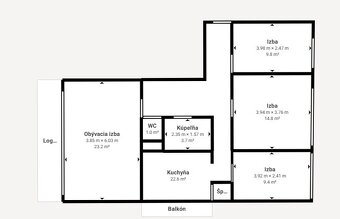 Priestranný 4-izbový byt (87 m²) centrum - 17