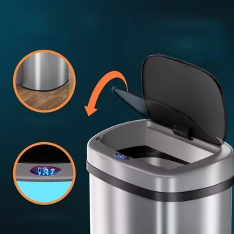 Bezdotykový odpadkový kôš s USB 58 L - biely čierny sivý - 17
