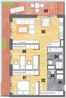 Nový 3 izb. byt s 2 park. miestami, projekt Panoráma - 17