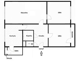 3,5 izbový byt 74m2 s balkónom, zariadený. Sereď - Námestie  - 17