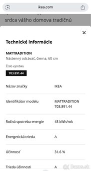 Predám IKEA digestor Mattradition čierna 60cm - 17