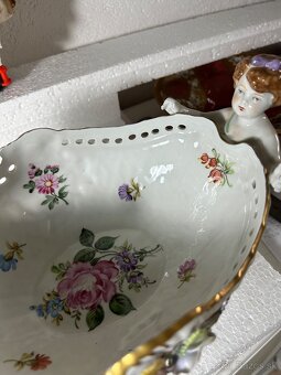 Starožitný porcelán svietnik misa socha - 17