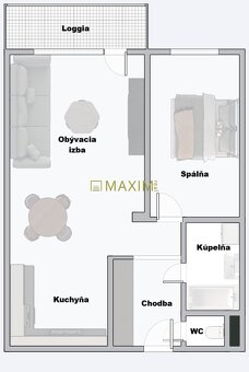 Ponúkame na predaj priestranný 2-izbový byt na Martinčekovej - 17