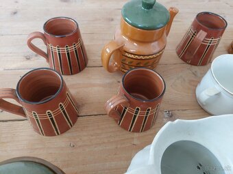 🔥Retro tradičná keramika 4 džbány + 9 pohárov - 17