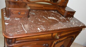 Starožitná řezbovaná toaletka s mramorem - 17