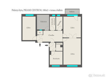 PRIAME CENTRUM / 3i byt BB / J. CIKKERA / 100 m2 + terasa - 17