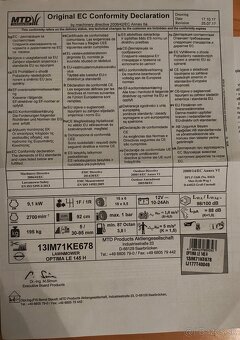 Traktorová kosačka MTD LE 145 H 2018 - 17