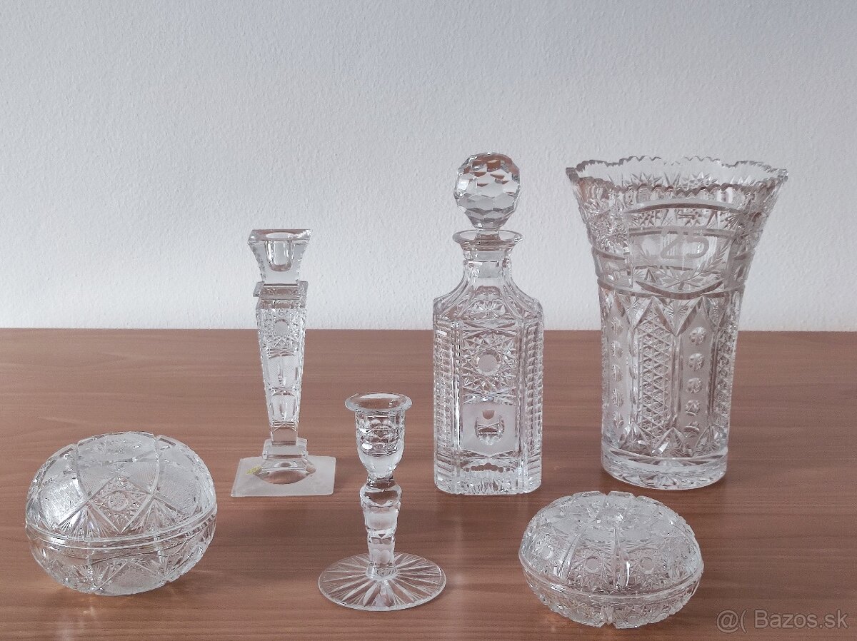 Krištáľ váza misa pohárik svietnik dóza, Sklená fľaša pohári - 18