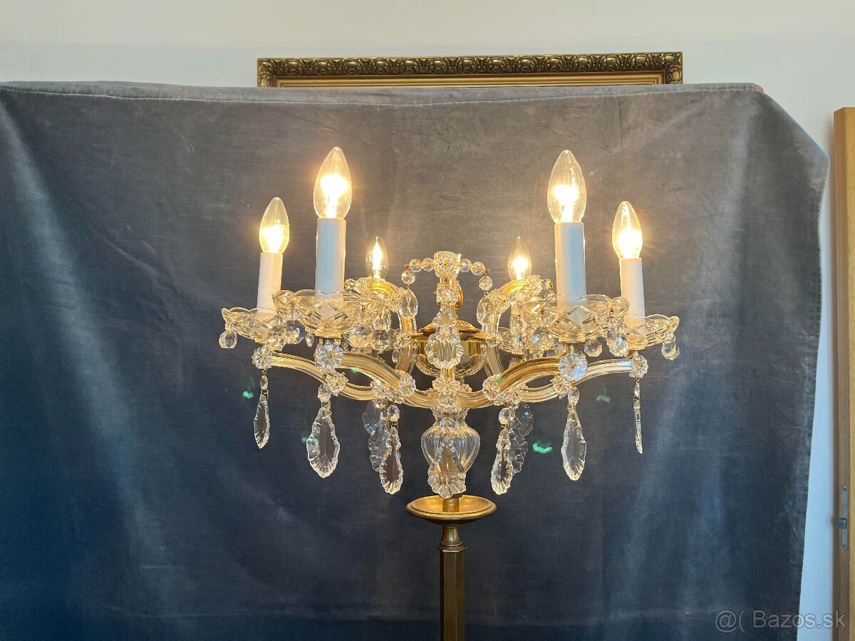 Stojaca lampa - mosadz, krištáľ - 18