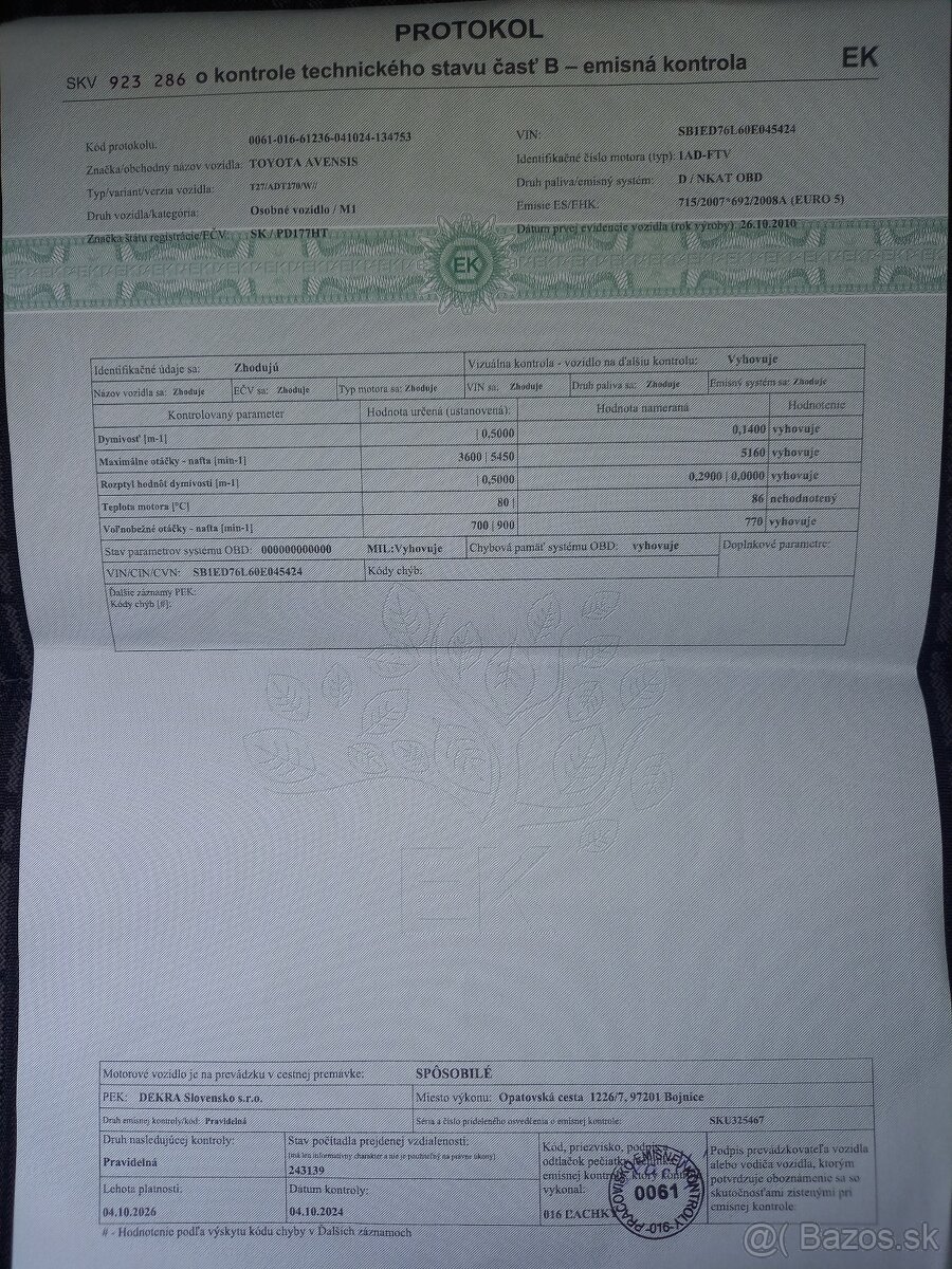 Toyota Avensis combi, 2.0 D4D, 93kW - znížená cena - 18