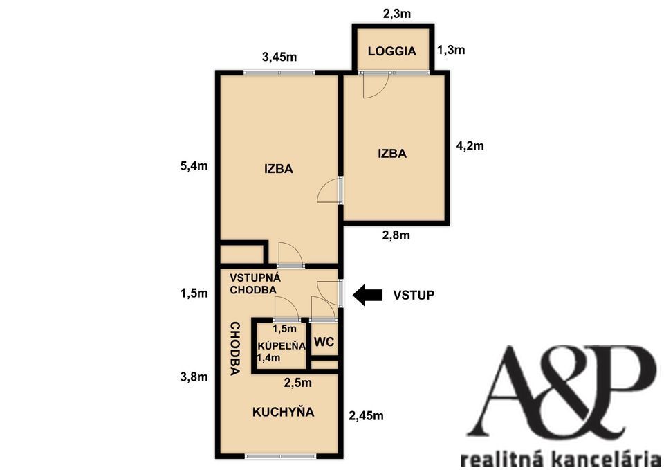 NA PREDAJ 2 IZB. BYT S LOGGIOU, 49M2, KALINČIAKOVA UL., SENI - 18